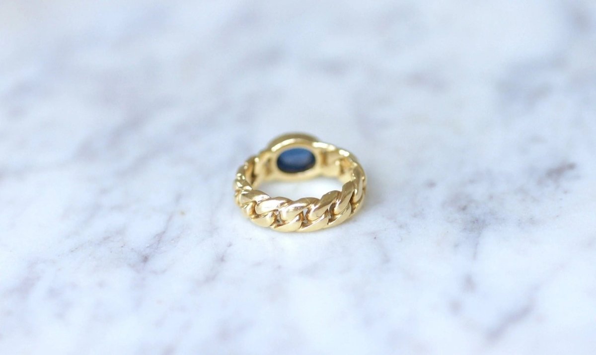 Bague Gourmette Or et Saphir Cabochon - Castafiore