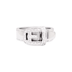 Bague GUCCI "Ceinture" en or blanc et diamants. - Castafiore
