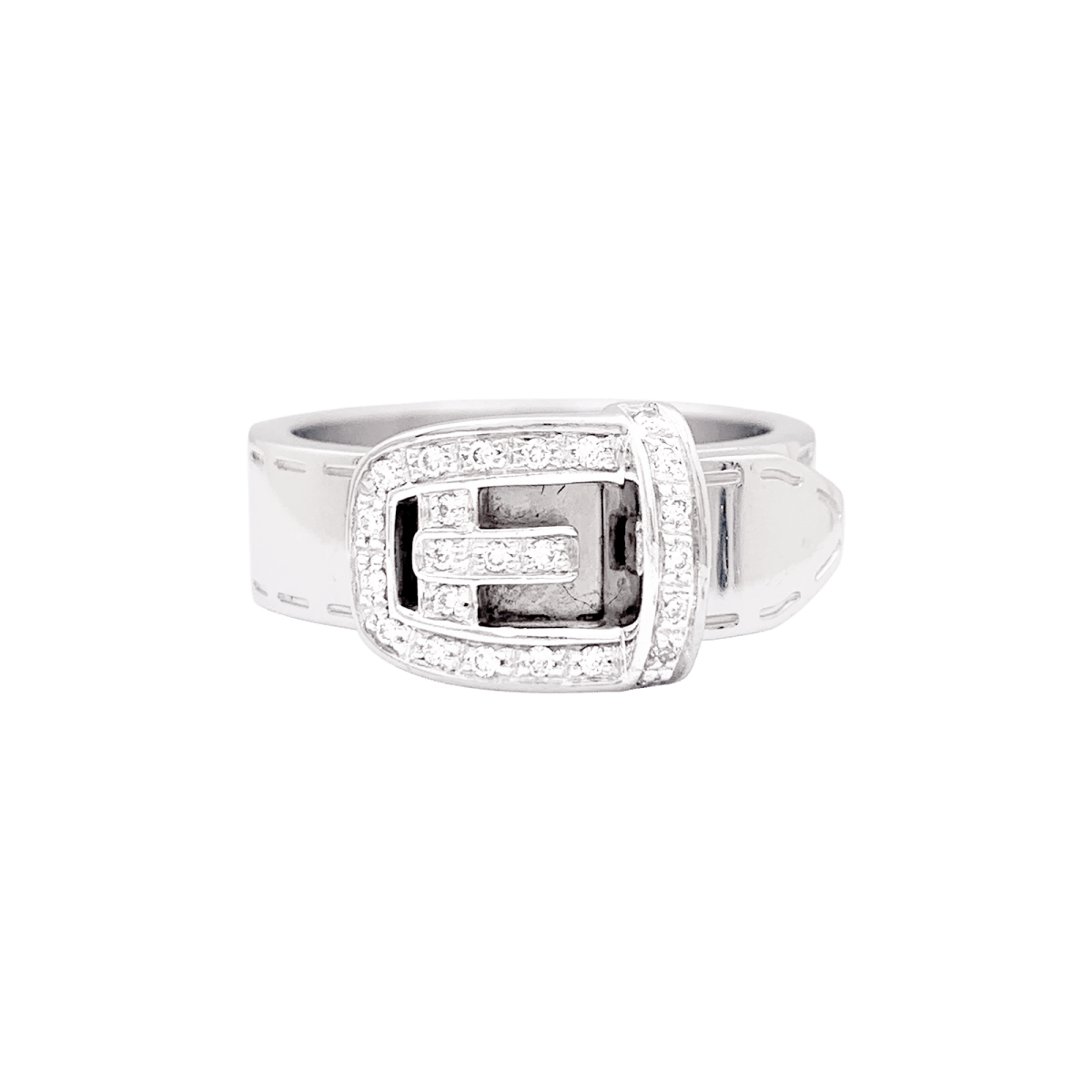 Bague GUCCI "Ceinture" en or blanc et diamants. - Castafiore