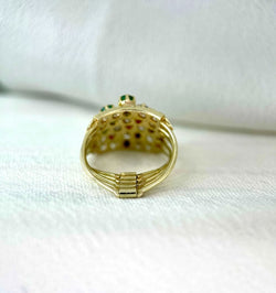 Bague Harem en Or, Pierres Blanches, Saphirs, Rubis et Emeraudes - Castafiore
