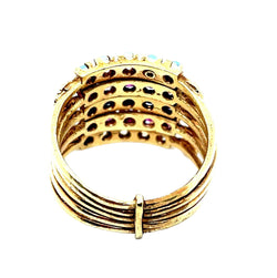 Bague HAREM Rubis saphirs opales en or jaune - Castafiore