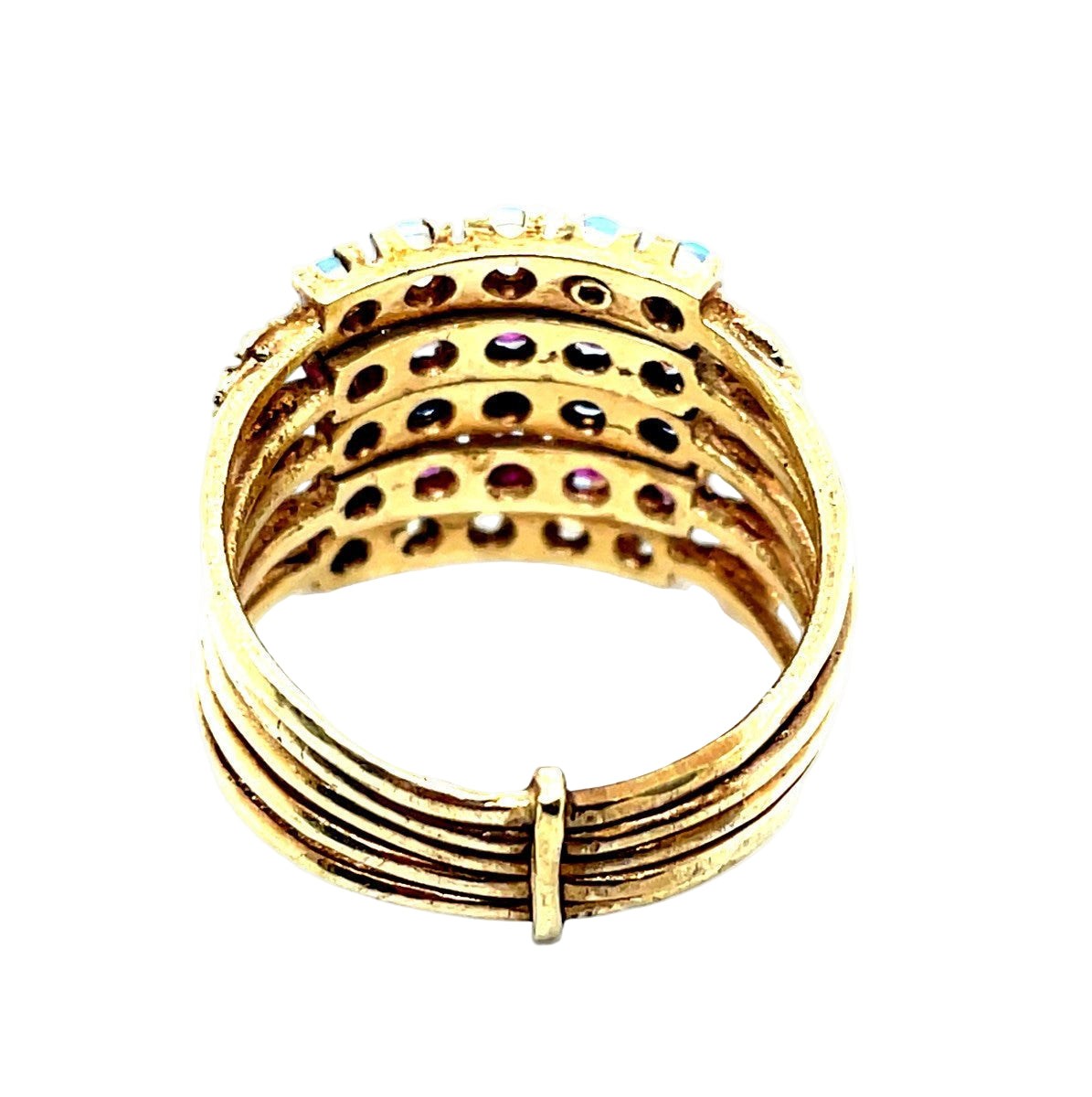 Bague HAREM Rubis saphirs opales en or jaune - Castafiore