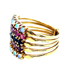 Bague HAREM Rubis saphirs opales en or jaune - Castafiore