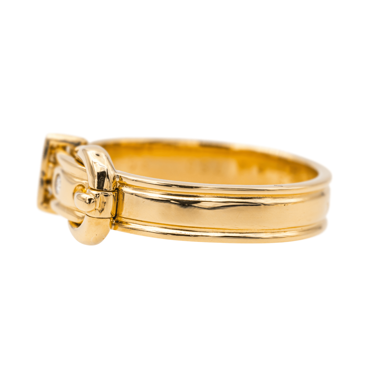 Bague HERMÈS "Ceinture" en or jaune et diamants - Castafiore