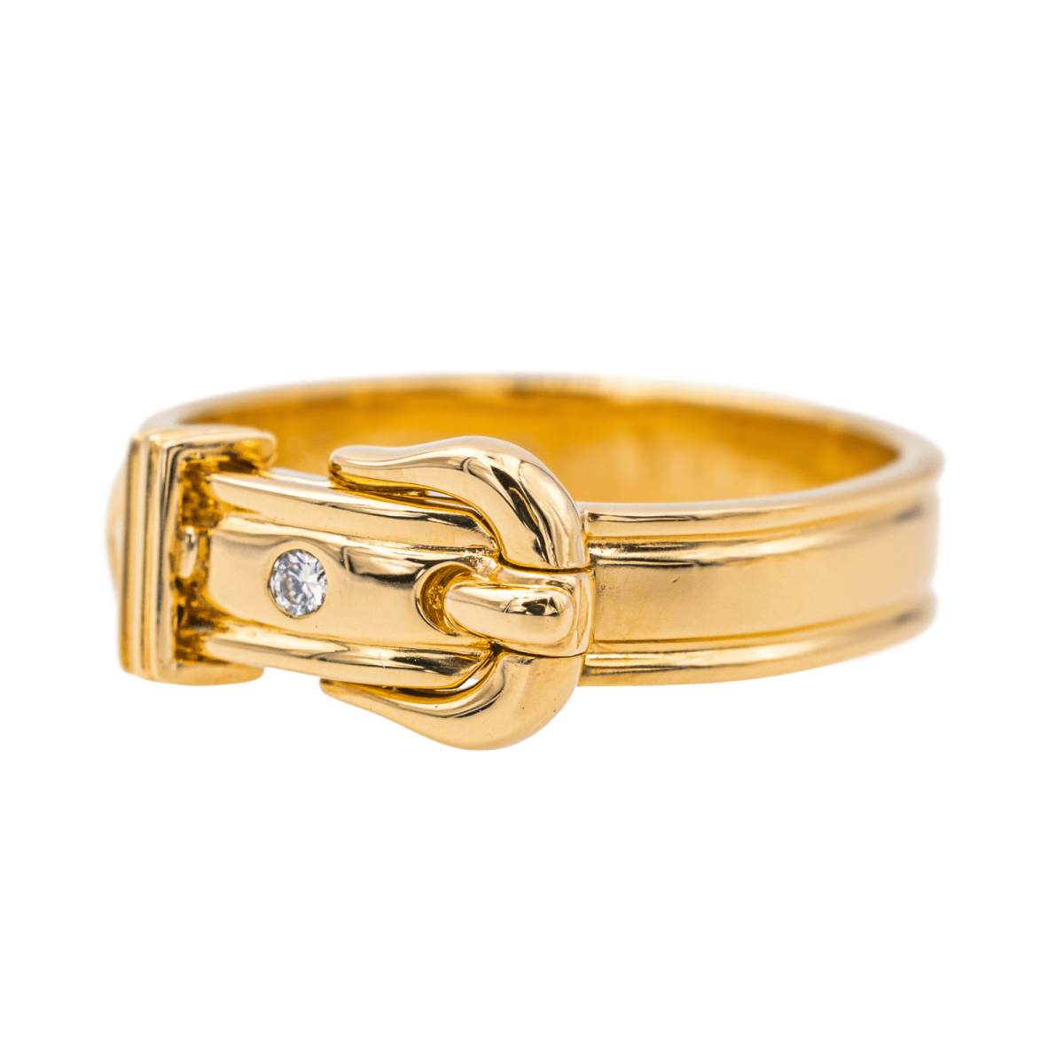 Bague HERMÈS "Ceinture" en or jaune et diamants - Castafiore