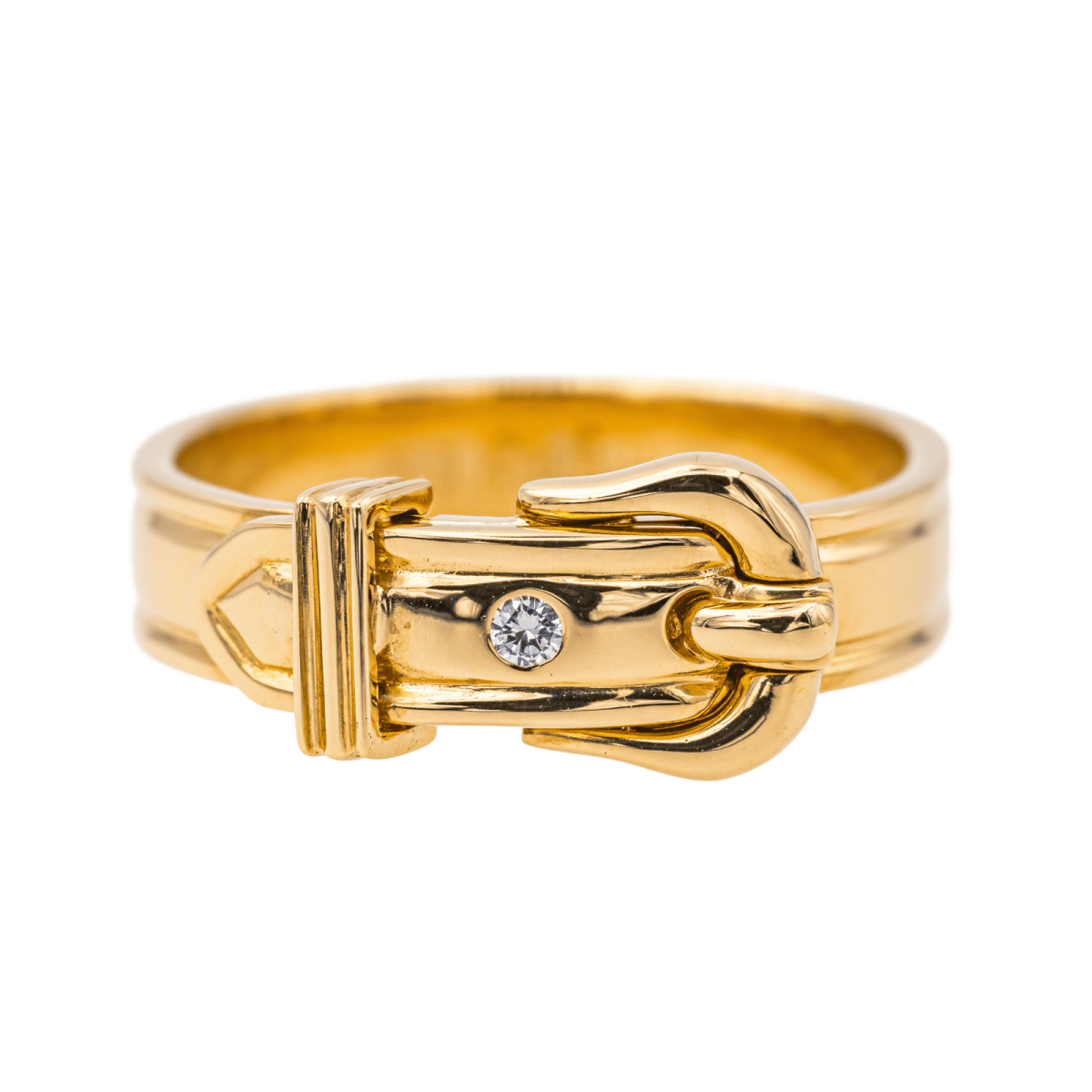 Bague HERMÈS "Ceinture" en or jaune et diamants - Castafiore