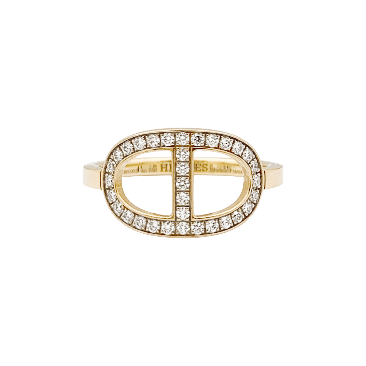 Bague HERMÈS "Chaîne d'ancre contour" en or rose et diamants - Castafiore