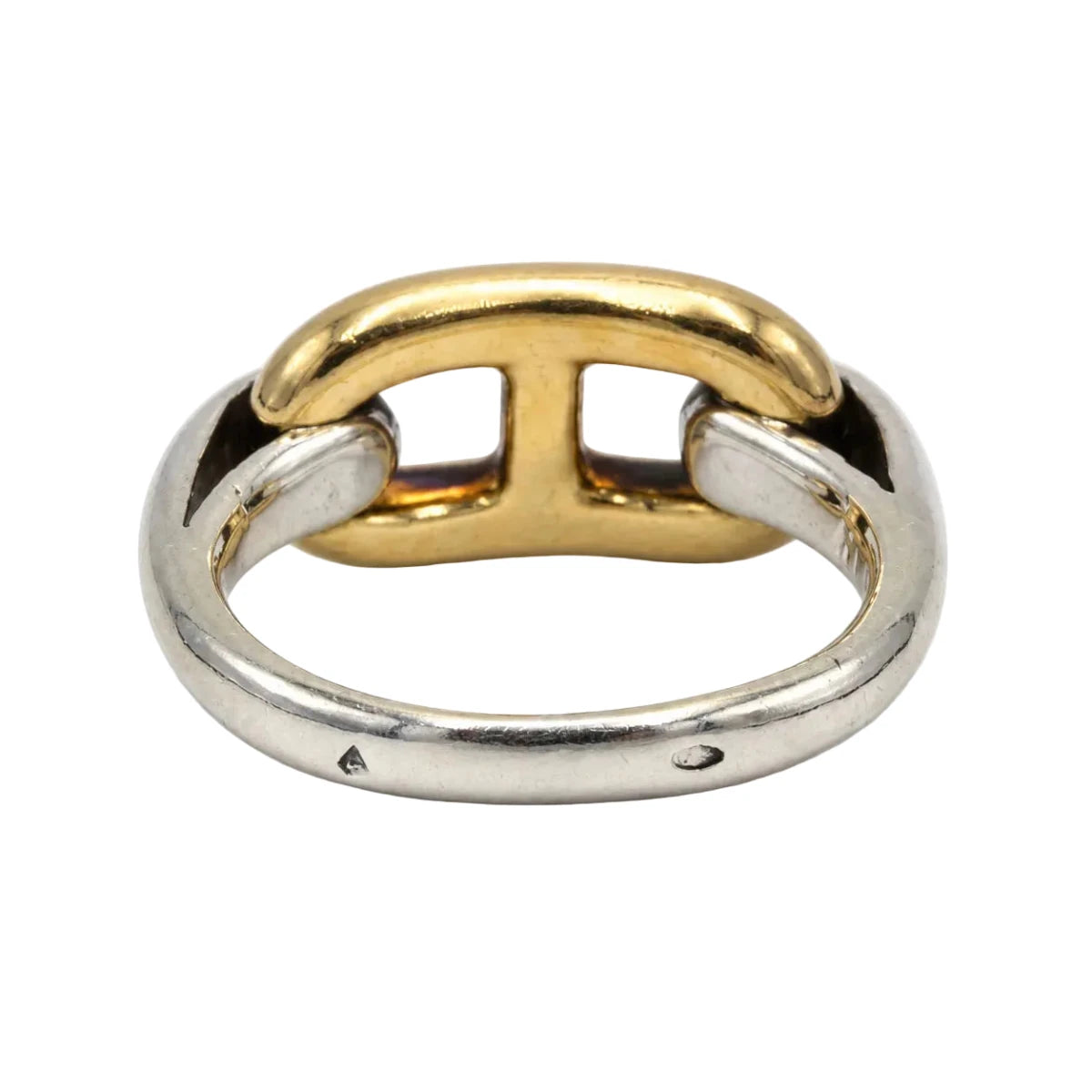 Bague HERMÈS "Chaîne d'ancre" en or jaune et argent - Castafiore
