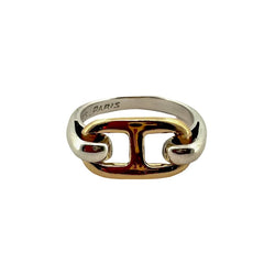 Bague HERMÈS "Chaîne d'ancre" en or jaune et argent - Castafiore