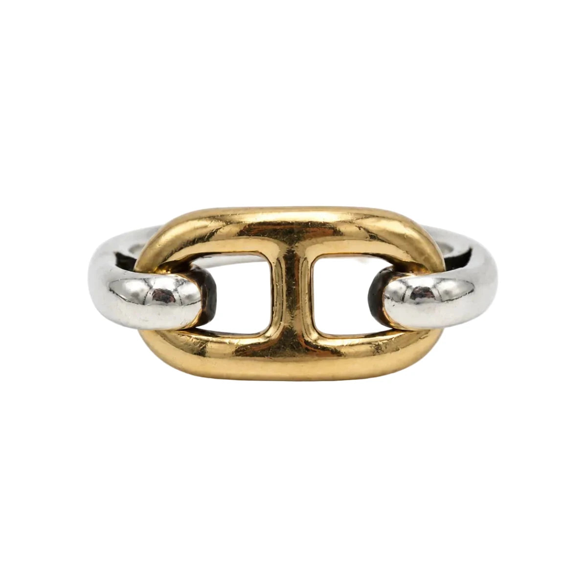 Bague HERMÈS "Chaîne d'ancre" en or jaune et argent - Castafiore