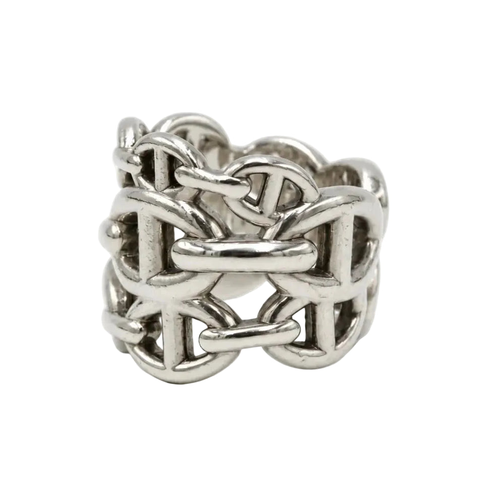 Bague HERMÈS "Chaîne d'ancre enchaînée" en argent - Castafiore
