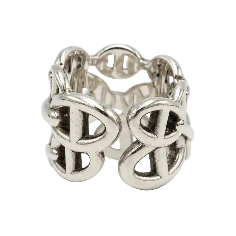 Bague HERMÈS "Chaîne d'ancre enchaînée" en argent - Castafiore