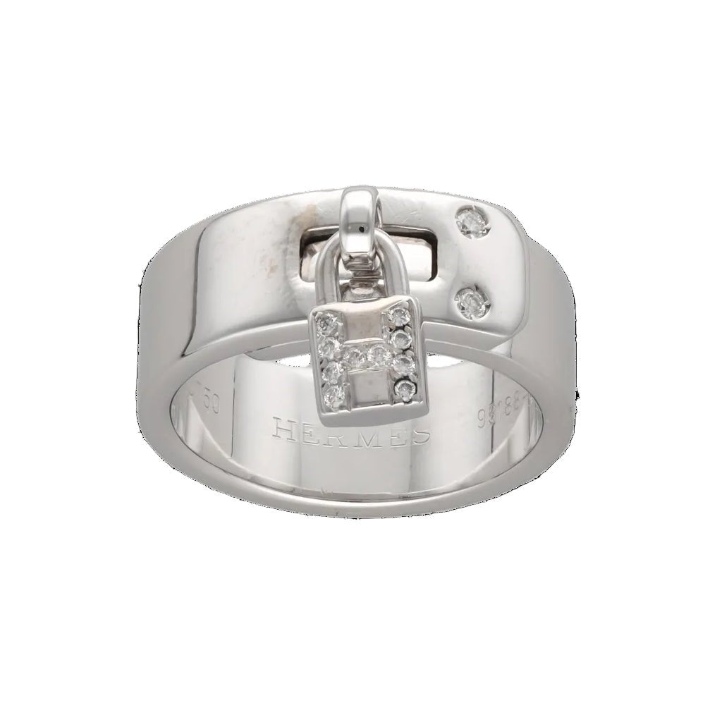 Bague HERMÈS "Kelly" en or blanc et diamants - Castafiore