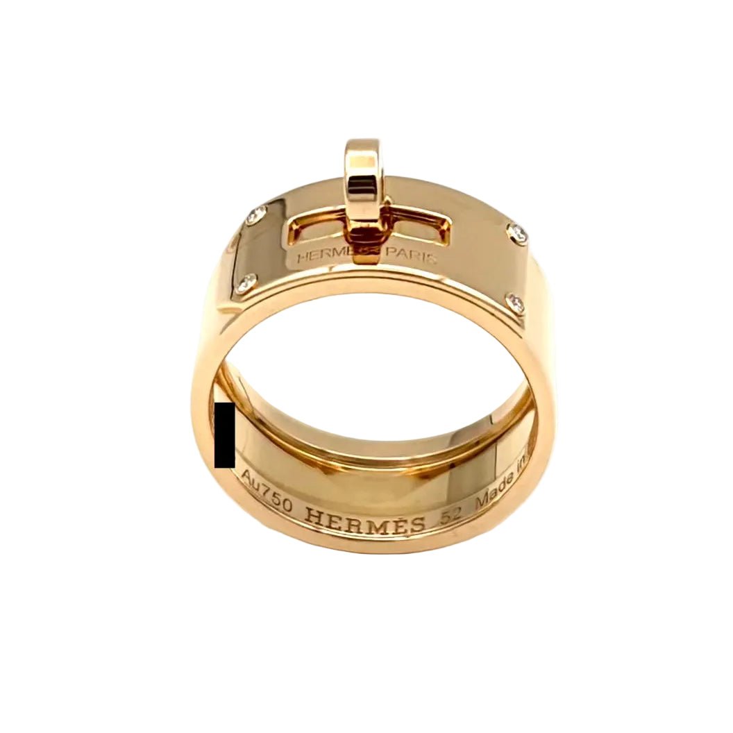 Bague HERMÈS "Kelly" en or rose et diamants - Castafiore