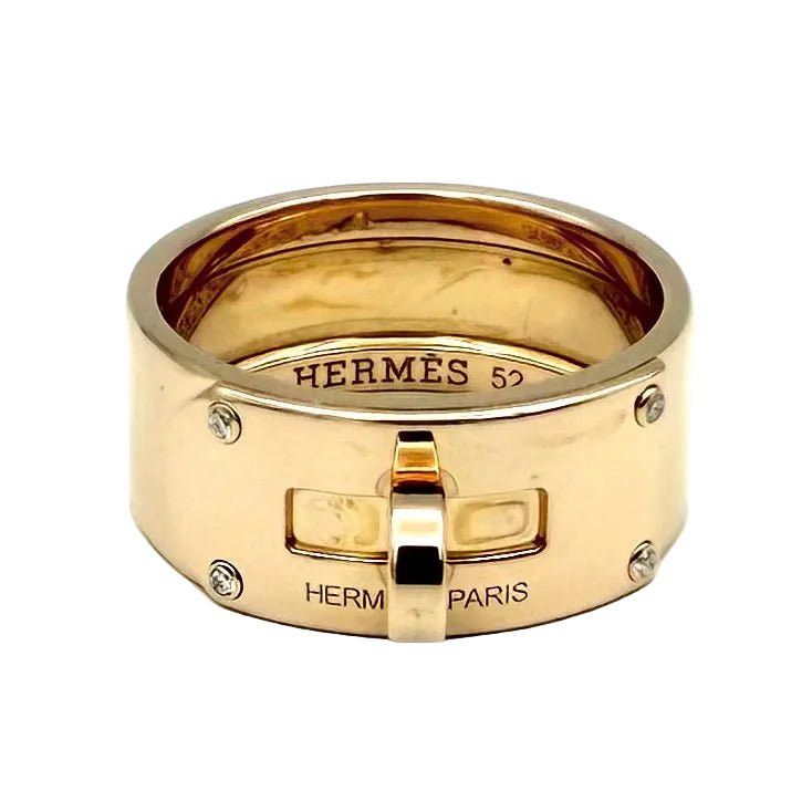 Bague HERMÈS "Kelly" en or rose et diamants - Castafiore
