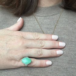 Bague jade ovale en platine et or gris - Castafiore