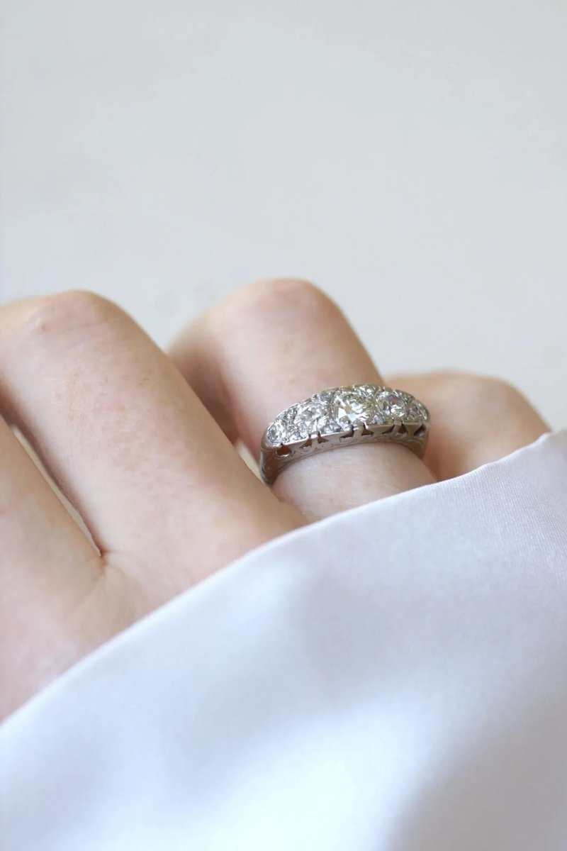 Bague Jarretière Art Deco Diamants 1,05 Cts - Castafiore