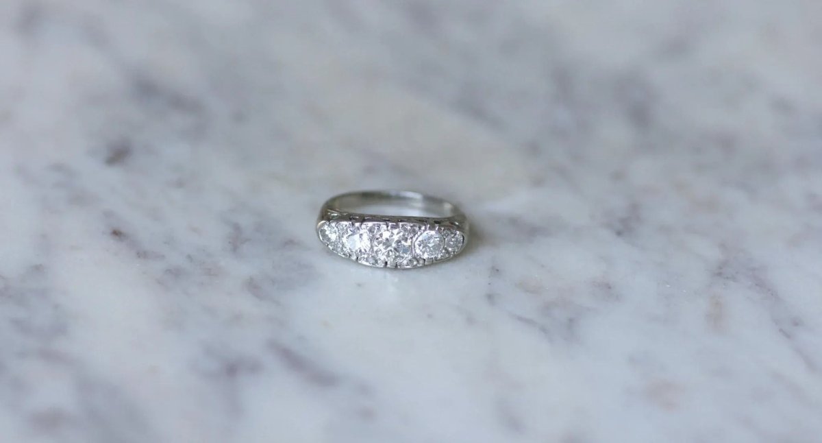 Bague Jarretière Art Deco Diamants 1,05 Cts - Castafiore