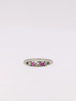 Bague jarretière Belle Epoque diamants rubis - Castafiore
