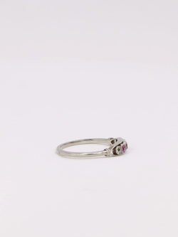 Bague jarretière Belle Epoque diamants rubis - Castafiore