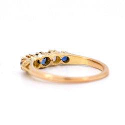 Bague Jarretière Belle Époque, Or 18 carats, Saphirs et Diamants Naturels - Castafiore