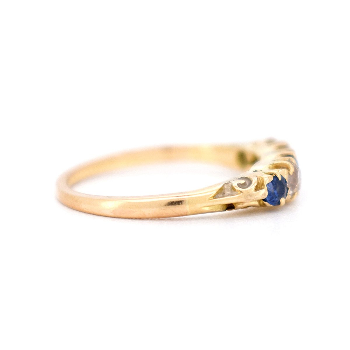 Bague Jarretière Belle Époque, Or 18 carats, Saphirs et Diamants Naturels - Castafiore