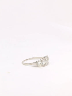 Bague jarretière Belle Epoque platine diamants taille ancienne - Castafiore