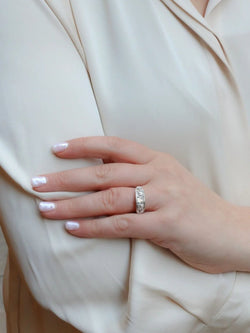 Bague jarretière Belle Epoque platine diamants taille ancienne - Castafiore