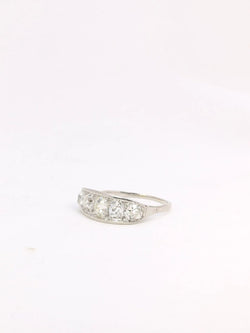 Bague jarretière Belle Epoque platine diamants taille ancienne - Castafiore