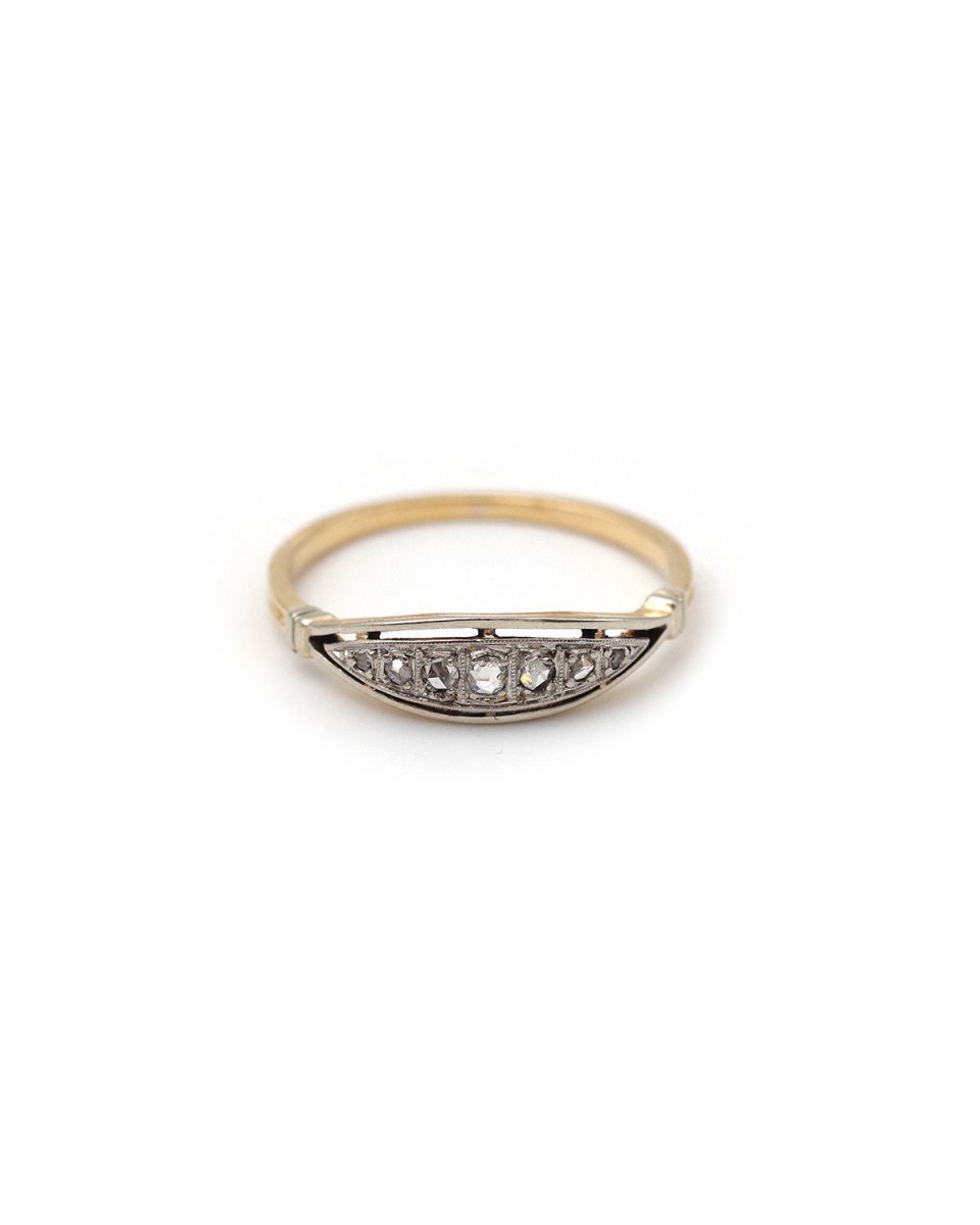 Bague jarretière diamants 0.14 ct en or - Castafiore