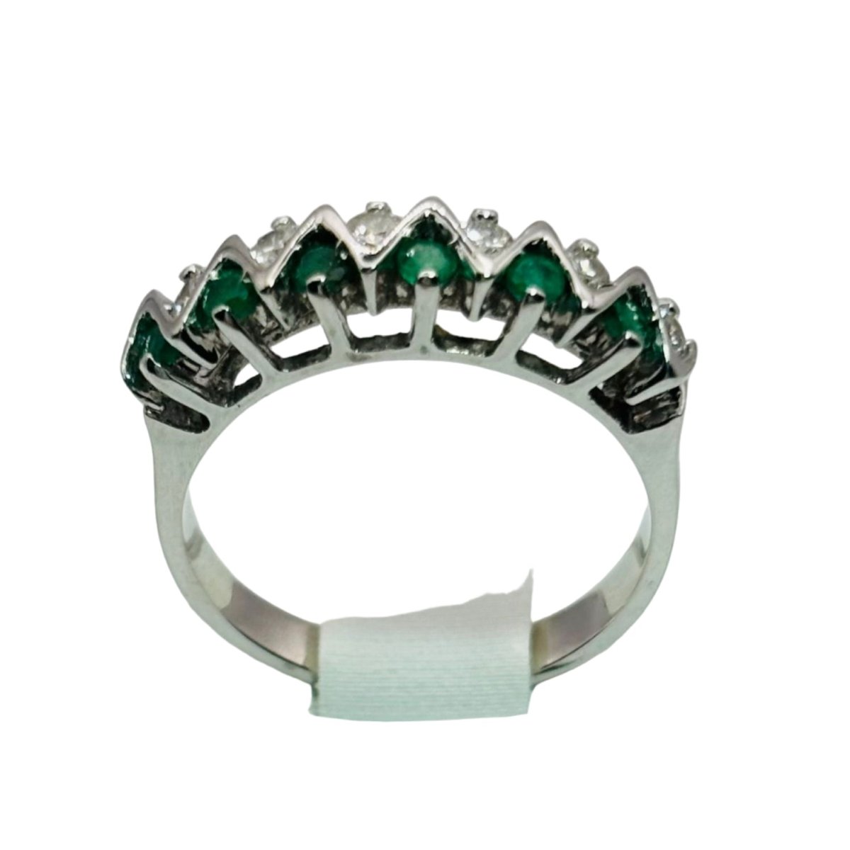 Bague Jarretière en or blanc, émeraudes et diamants - Castafiore