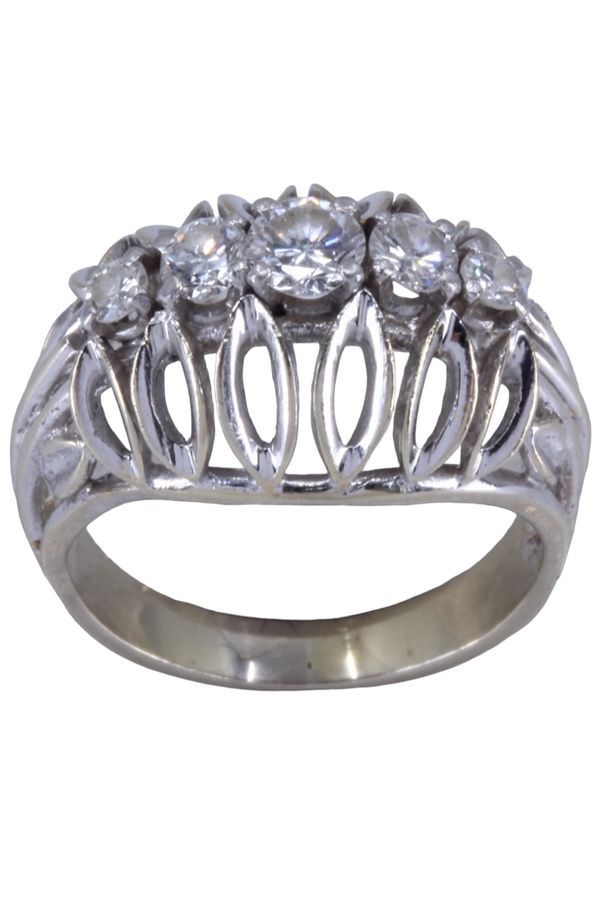 Bague jarretière en or blanc et diamants - Castafiore