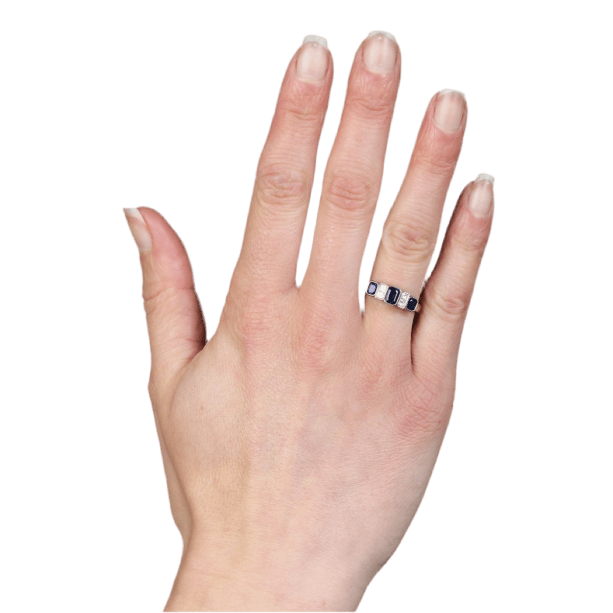 Bague Jarretière en or blanc, saphirs et diamants - Castafiore