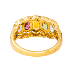 Bague Jarretière en or jaune, citrine, topaze, grenat, péridot et améthyste - Castafiore