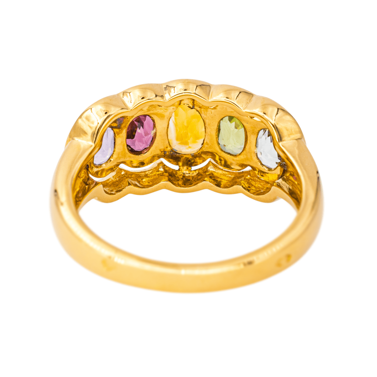 Bague Jarretière en or jaune, citrine, topaze, grenat, péridot et améthyste - Castafiore