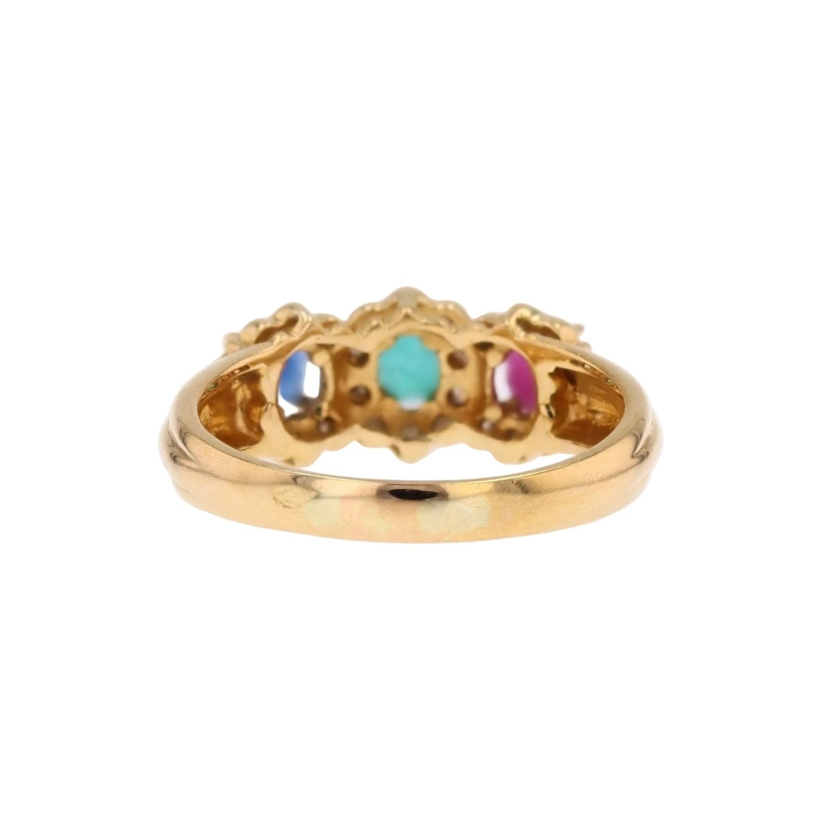 Bague Jarretière en or jaune, émeraude, saphir, rubis et diamants - Castafiore