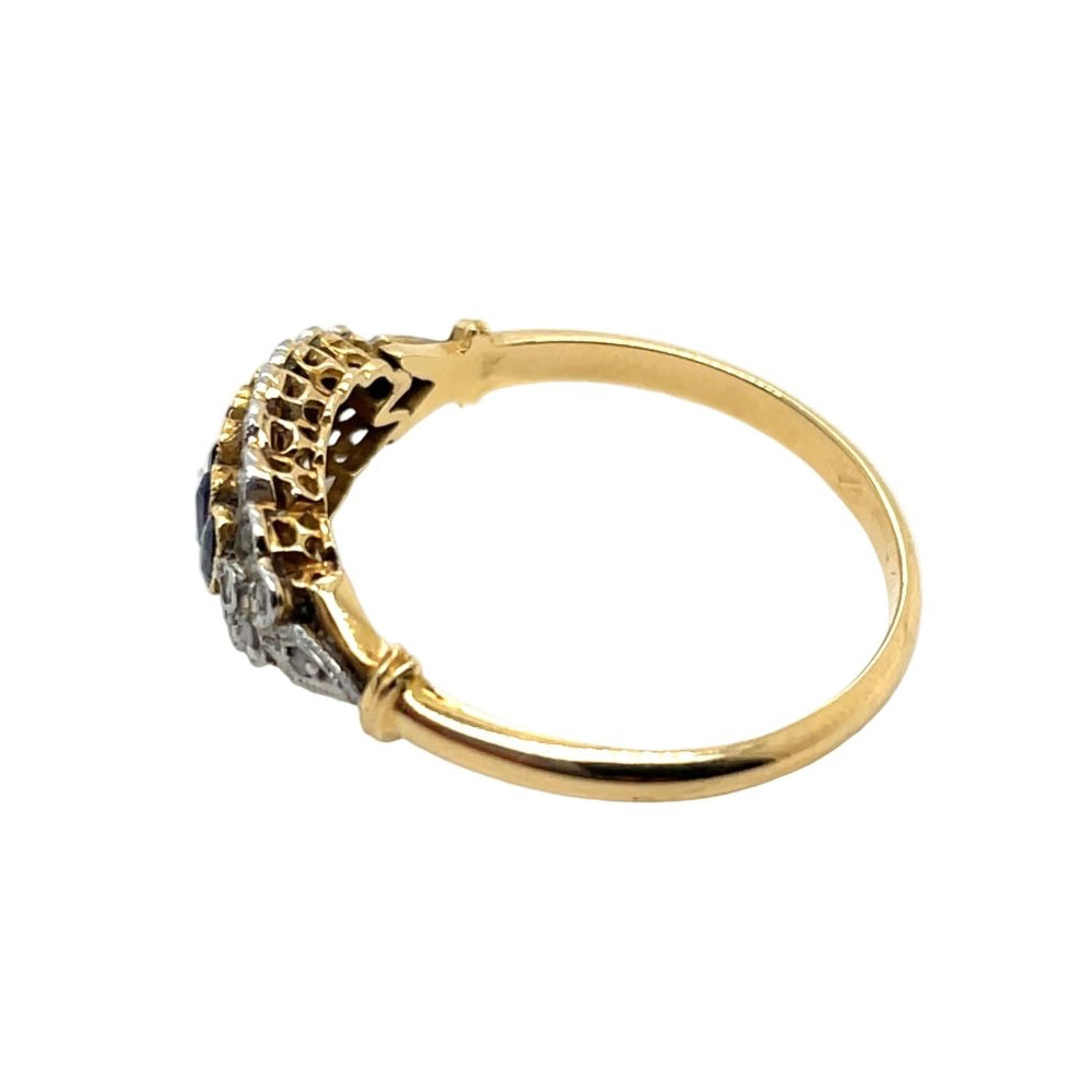 Bague Jarretière en or jaune, or blanc, saphirs et diamants - Castafiore