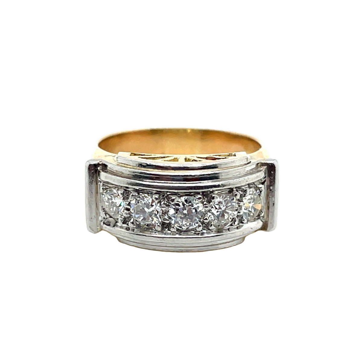 Bague Jarretière en or jaune, platine, et diamants - Castafiore