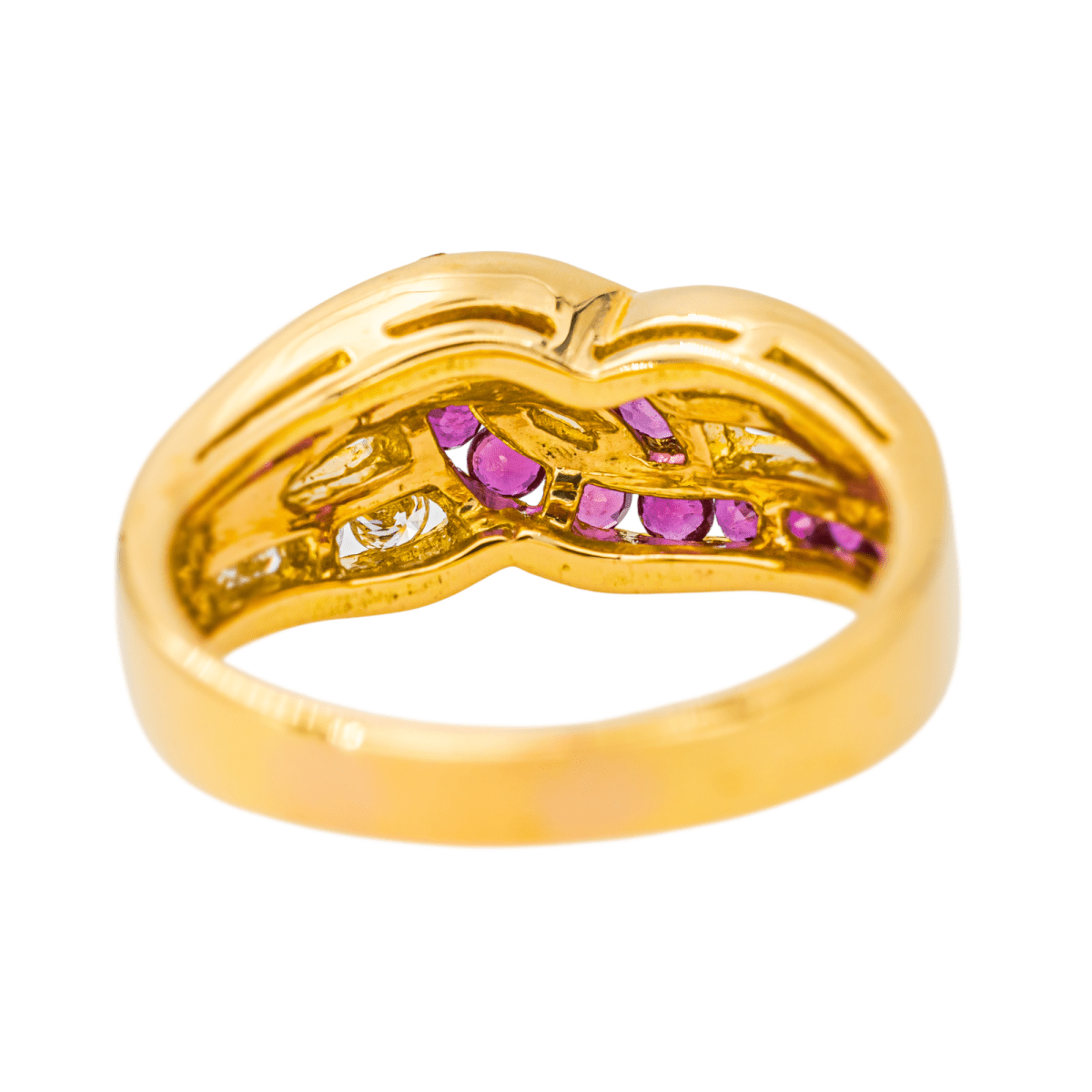Bague Jarretière en or jaune, rubis et diamants - Castafiore