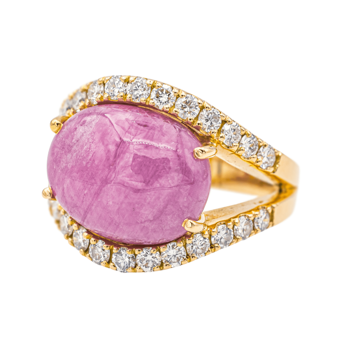 Bague Jarretière en or jaune, rubis et diamants - Castafiore