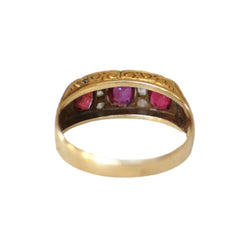 Bague Jarretière en or jaune, rubis, spinelles et diamants - Castafiore
