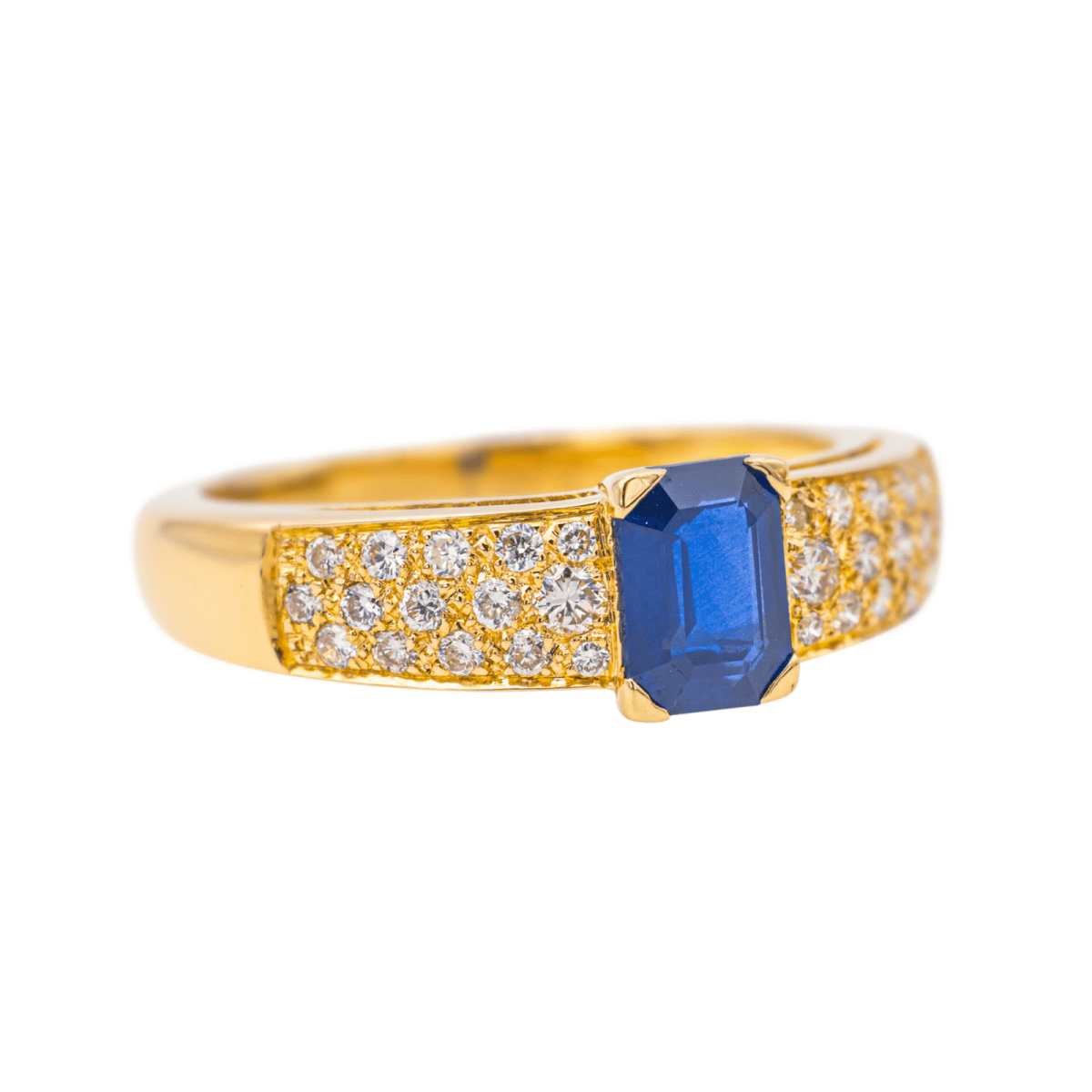 Bague Jarretière en or jaune, saphir et diamants - Castafiore