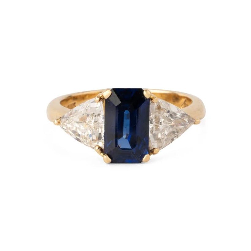 Bague Jarretière en or jaune, saphir et diamants - Castafiore