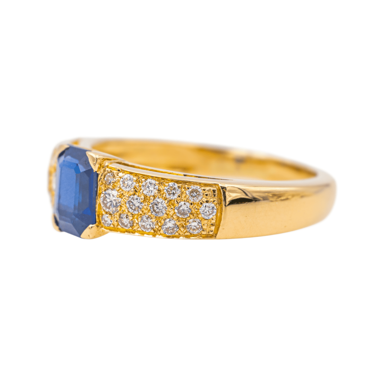 Bague Jarretière en or jaune, saphir et diamants - Castafiore