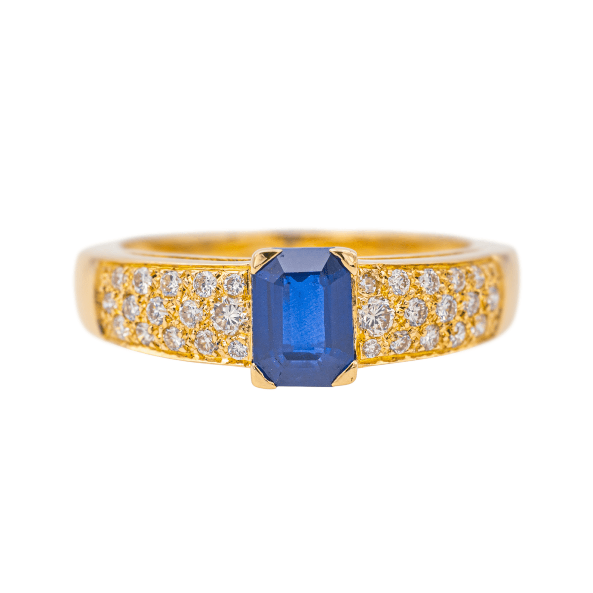 Bague Jarretière en or jaune, saphir et diamants - Castafiore