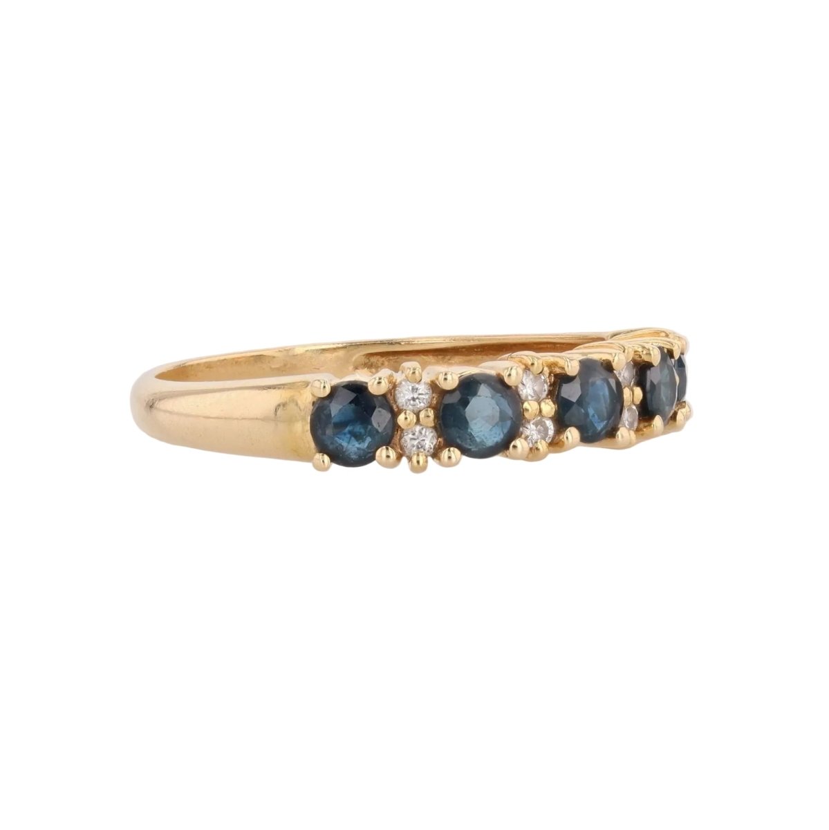 Bague Jarretière en or jaune, saphirs et diamants - Castafiore