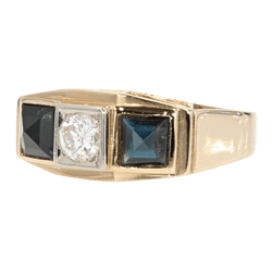 Bague Jarretière en or jaune, saphirs et diamants - Castafiore