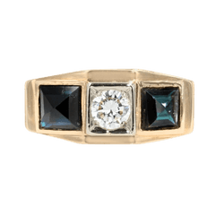 Bague Jarretière en or jaune, saphirs et diamants - Castafiore