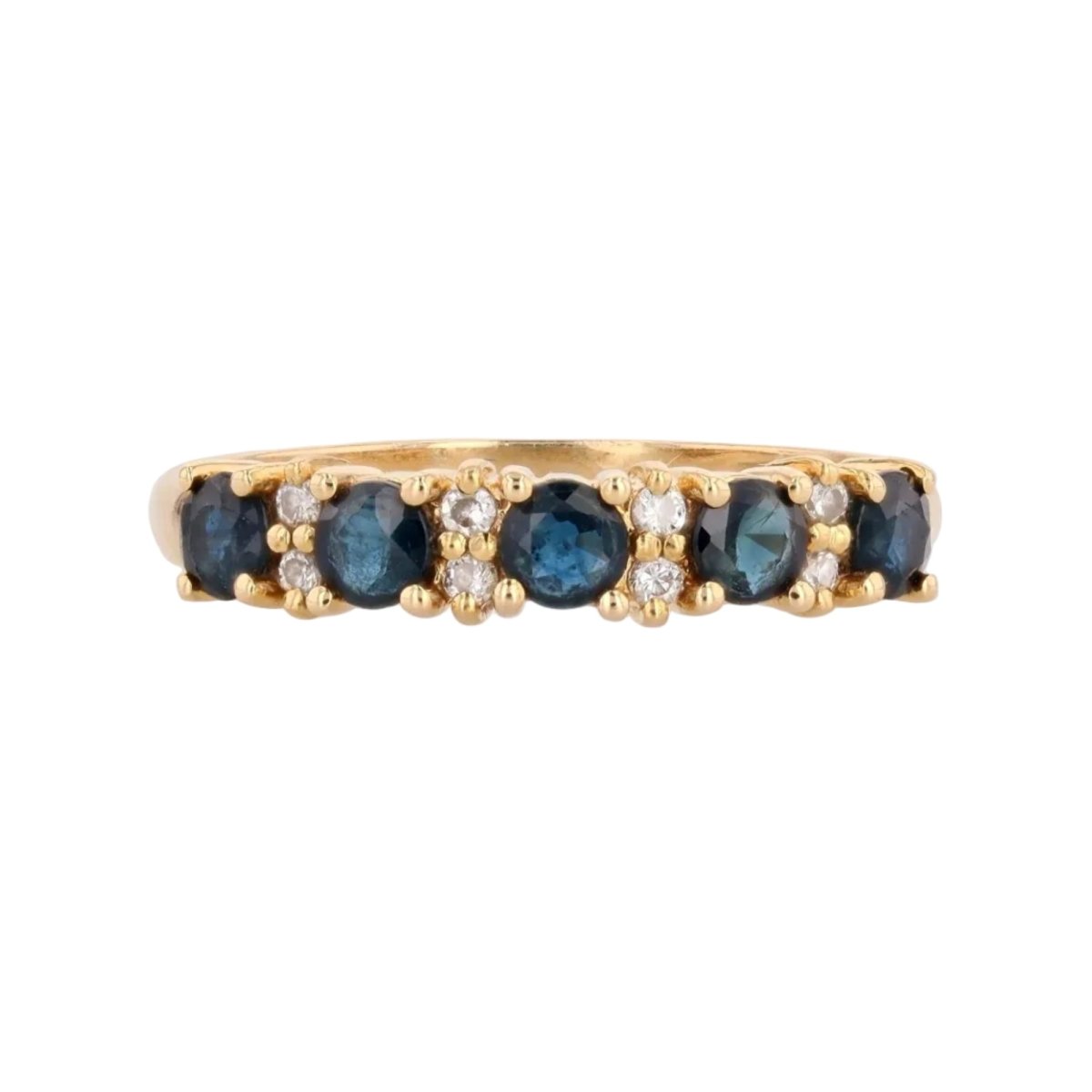 Bague Jarretière en or jaune, saphirs et diamants - Castafiore