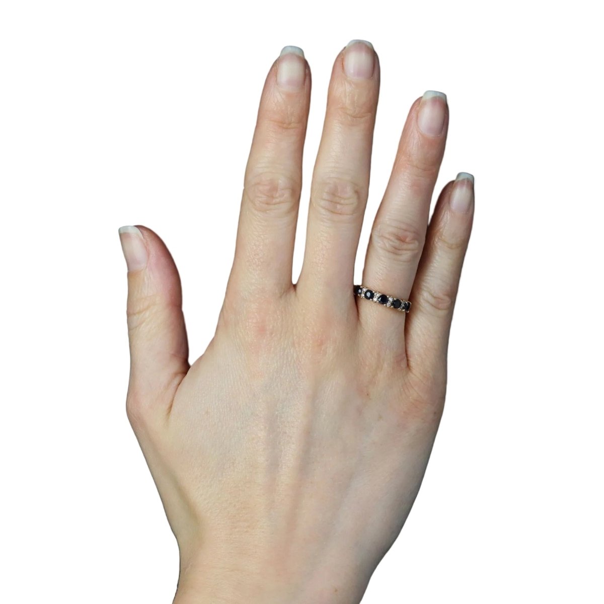 Bague Jarretière en or jaune, saphirs et diamants - Castafiore